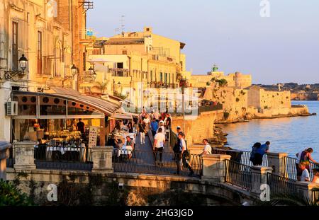 Waterfront, Ortigia, Syracuse, Sicily Stock Photo
