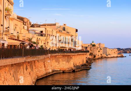 Waterfront, Ortigia, Syracuse, Sicily Stock Photo