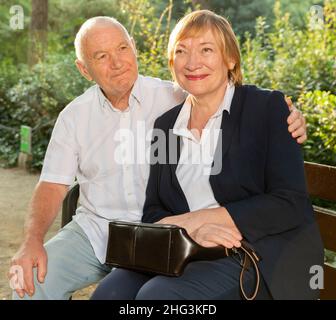 Happy elderly couple spending time together Stock Photo