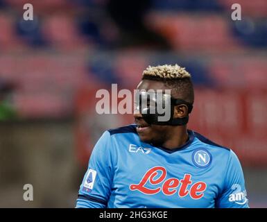 Victor Osimhen of Napoli  during Serie A league football, Bologna versus Napoli:, Dall'Ara Stadium, Bologna, Italy Stock Photo