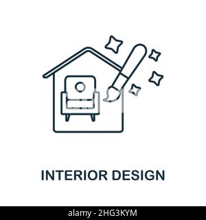 Interior Design icon. Line element from graphic design collection. Linear Interior Design icon sign for web design, infographics and more. Stock Vector
