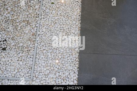 Slate tile ceramic, seamless texture square dark gray map Stock Photo
