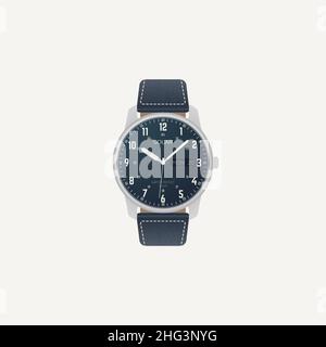 Field style wristwatch with day-date complication Stock Vector