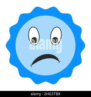 Smiley icon angry unhappy emotions blue sun smiley sad Stock Vector