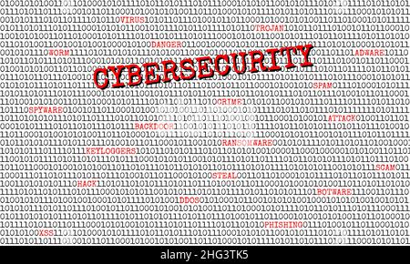 Cybersecurity on white background wallpaper, online network or IT security concept, illustration vector image Stock Photo