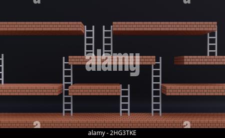 Old arcade video game with pit and stairs scene with levitating yellow ...