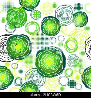 Seamless abstract background from green circles. Vector illustration Stock Vector