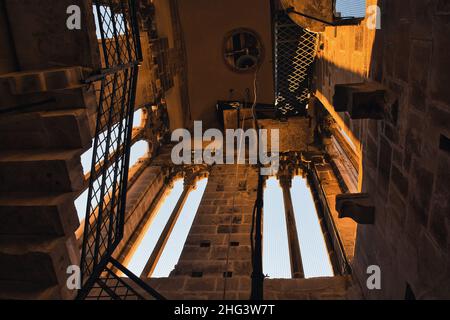 View of staircase inside church tower in Trogir Stock Photo