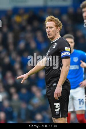 Dean Lewington of MK Dons during the Sky Bet League One match between Portsmouth  and Milton Keynes Dons at Fratton Park , Portsmouth,  UK - 15th January 2022 Stock Photo