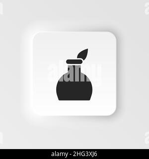 Feather pen, ink pot icon - Vector. Simple element illustration from UI concept. Feather pen, ink pot icon neumorphic style vector icon . Stock Vector