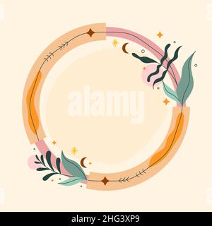 Ornamental boho frame with decorative elements Vector illustration. Stock Vector