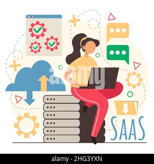 Flat design saas illustration Vector illustration. Stock Vector