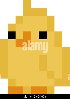 Cute pixel 8 bit chick - vector, isolated Stock Vector
