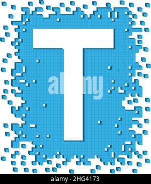 Vector illustration letter T with small three dimensional cubes Stock Vector