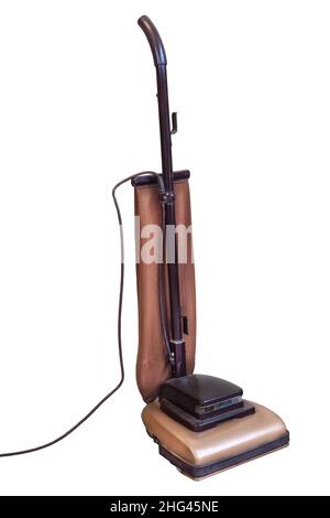 Vintage brown vacuum cleaner isolated on a white background Stock Photo