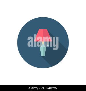 Table lamp icon , Vector flat long shadow design. Stock Vector