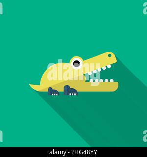 Alligator toy icon , Vector flat long shadow design. Children's toys concept. Stock Vector