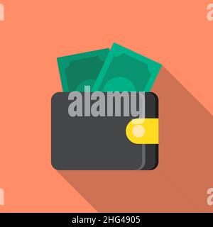 Wallet icon, vector illustration. Flat design style with long shadow,eps10 Stock Vector
