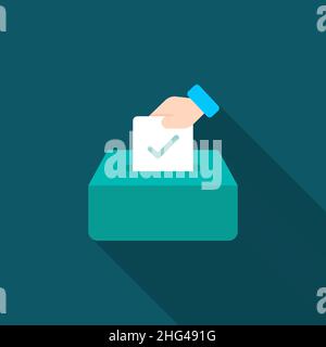 Ballot box icon , Vector flat long shadow design. Stock Vector