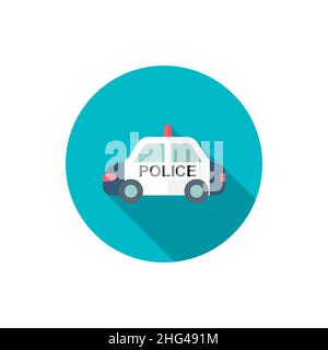 Police car icon, Vector flat long shadow design. EPS10 Stock Vector