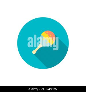 Wooden rattle icon , Vector flat long shadow design. Children's toys concept. Stock Vector