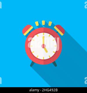 Alarm clock icon , Vector flat long shadow design. In education concept. Stock Vector