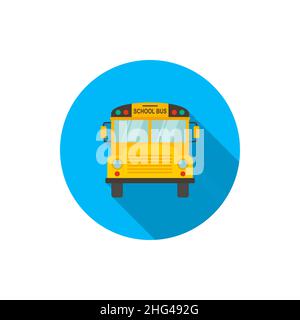 School Bus icon , Vector flat long shadow design. In education concept. Stock Vector