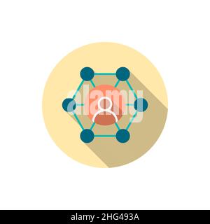 Business network icon, vector illustration. Flat design style with long shadow,eps10 Stock Vector