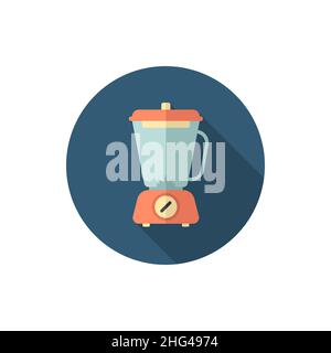 Kitchenware juicer flat icon with long shadow,circle,eps10,interface,button Stock Vector