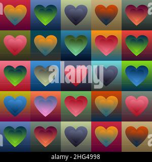Colored hearts - a pattern for design, creativity and holidays. Background for valentines and weddings. Stock Vector