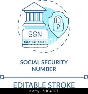 Social security number turquoise concept icon Stock Vector