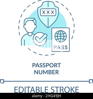 Passport number turquoise concept icon Stock Vector