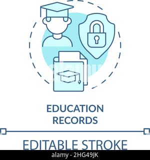 Education records turquoise concept icon Stock Vector