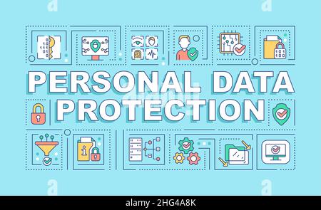 Personal data protection word concepts turquoise banner Stock Vector