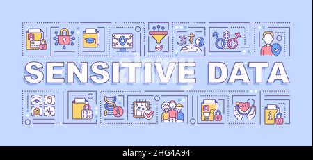 Sensitive data word concepts purple banner Stock Vector