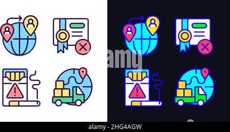Contraband light and dark theme RGB color icons set Stock Vector