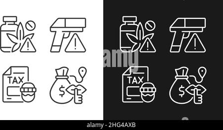 Illegal transportation linear icons set for dark and light mode Stock Vector