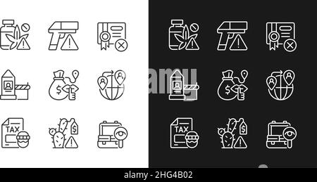 Illicit import and its prevention linear icons set for dark and light mode Stock Vector
