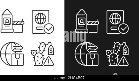 Borders control measures light and dark theme RGB color icons set Stock ...