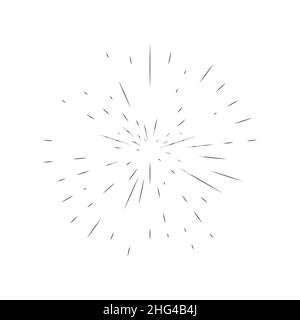 Line drawing sun rays in vintage style.Sun rays hand drawn, linear drawing. Stock Vector