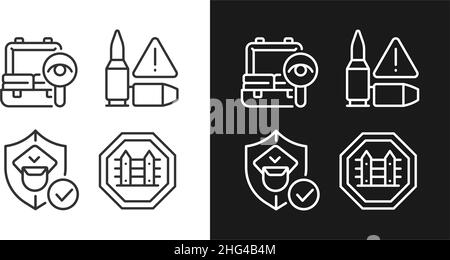 Checkpoint examination linear icons set for dark and light mode Stock Vector