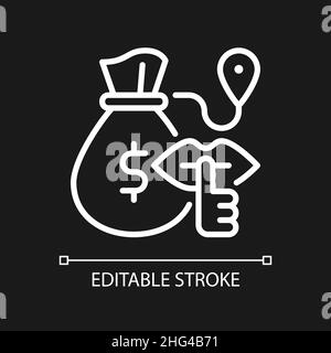 Bulk cash smuggling white linear icon for dark theme Stock Vector