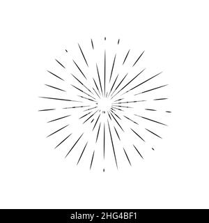 Line drawing sun rays in vintage style.Sun rays hand drawn, linear ...