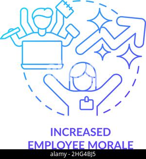 Increased employee morale blue gradient concept icon Stock Vector