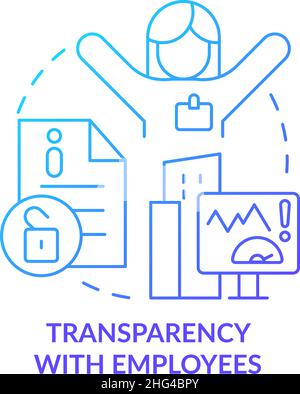 Transparency with employee blue gradient concept icon Stock Vector