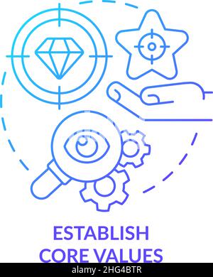 Establish core values blue gradient concept icon Stock Vector