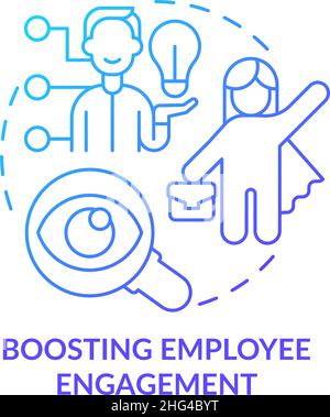 Boosting employee engagement blue gradient concept icon Stock Vector