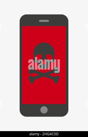 Malware notification on mobile phone. Vector icon Stock Vector