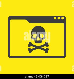 Malware in browser window. PC virus vector icon Stock Vector