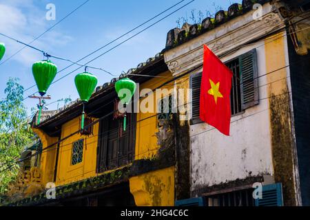 Beautiful oriental architecture of Vietnam taken in Hoi An old quarter Stock Photo